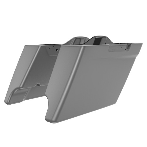 Advanblack  Charcoal Denim Dual Cutout 4.5" Stretched Extended Saddlebags for 2014+ Harley Davidson Touring