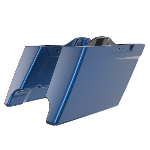 Advanblack  Dark Blue Pearl Dual Cutout Stretched Extended Saddlebag Bottoms for 2014+  Harley Davidson Touring