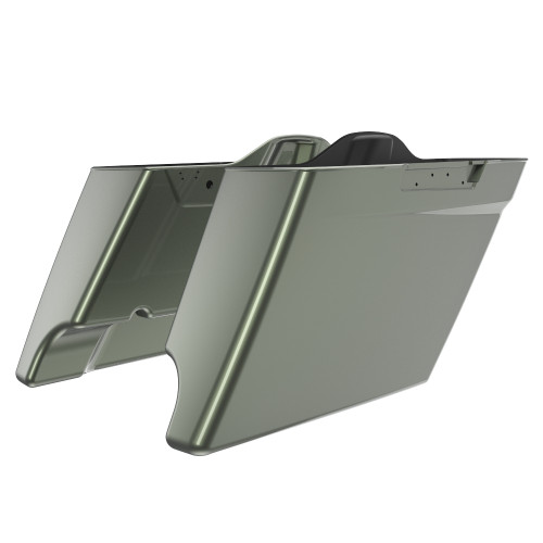 Advanblack Deadwood Green Glossy Dual Cutout Stretched Extended Saddlebag Bottoms for  2014+ Harley Davidson Touring