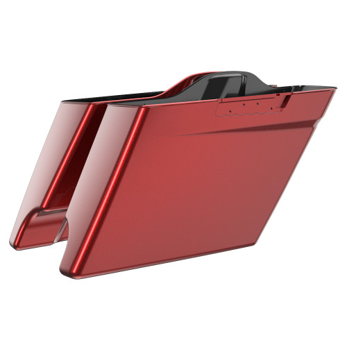 Advanblack Hard Candy Hot Rod Red Flake Dual Cutout  4.5" Stretched Extended Saddlebags for 2014+ Harley Davidson Touring