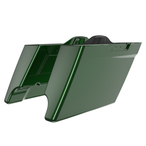 Advanblack Kinetic Green Dual Cutout Stretched Extended Saddlebag Bottoms for 2014+ Harley Davidson Touring
