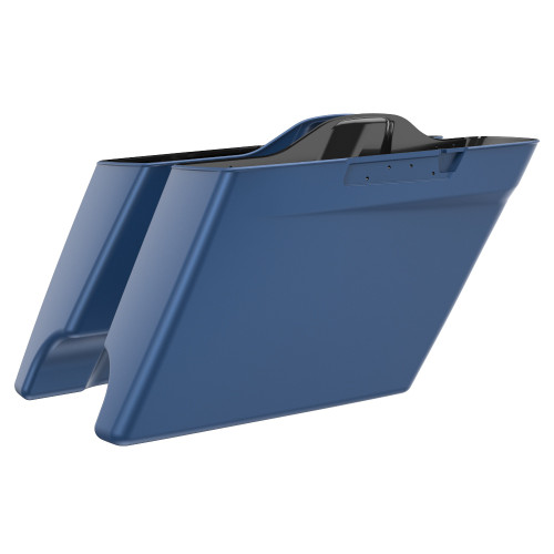 Advanblack Legend Blue Denim Dual Cutout 4.5" Stretched Extended Saddlebags for 2014+ Harley Davidson Touring