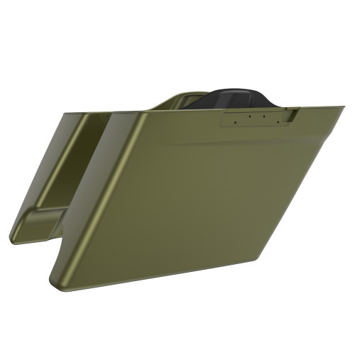 Advanblack Mineral Green Denim Dual Cutout Stretched Extended Saddlebag Bottoms for 2014+ Harley Davidson Touring