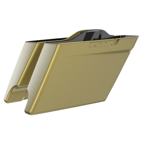 Advanblack Olive Gold Dual Cutout 4.5" Stretched Extended Saddlebags for 2014+ Harley Davidson Touring