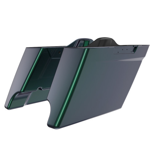 Advanblack Snake Venom Dual Cutout Stretched Saddlebags Extended Side Covers Fender Extension for Harley Davidson 2014+ Touring