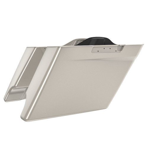 Advanblack White Sand Pearl Dual Cutout Stretched Extended Saddlebag Bottoms for 2014+ Harley Davidson Touring