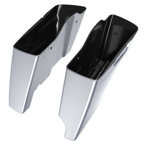 Advanblack Atlas Silver Metallic 2 into 1 Stretched Extended Saddlebag Bottoms for Harley Davidson 2014+ Touring