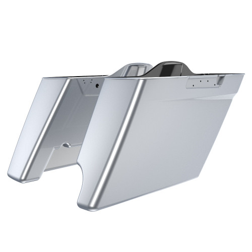 Advanblack Baracuda Silver (Glossy) 2 into 1 Stretched Extended Saddlebag Bottoms for 2014+  Harley Davidson Touring