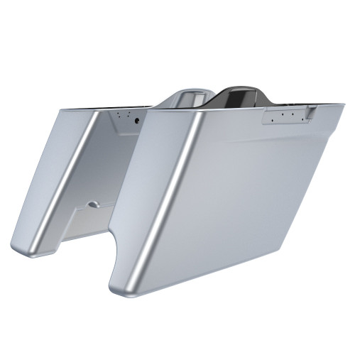 Advanblack Barracuda Silver Denim 2 into 1 Stretched Extended Saddlebag Bottoms for 2014+  Harley Davidson Touring