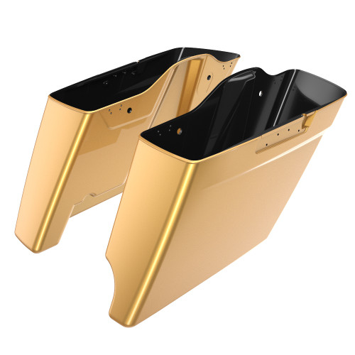 Advanblack Black Hills Gold Single Cutout Stretched Extended Saddlebag Bottoms for 2014+ Harley Davidson Touring