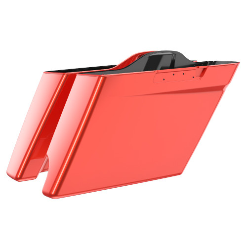 Advanblack Candy Orange 2 into 1 Stretched Extended Saddlebag Bottoms for 2014+  Harley Davidson Touring