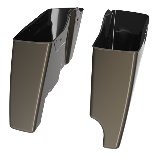 Advanblack Dark Alloy 2 into 1 Stretched Extended Saddlebag Bottoms for Harley Davidson 2014+ Touring