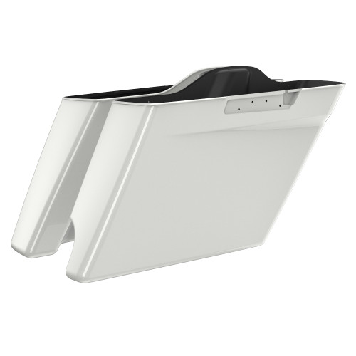 Advanblack Stone Wash White Pearl 2 into 1 Stretched Extended Saddlebag Bottoms for 2014+  Harley Davidson Touring
