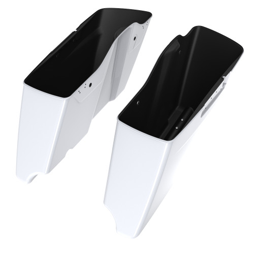 Advanblack Crushed Ice Pearl CVO Style Tapered Stretched Extended Saddlebag Bottoms for Harley Davidson 2014+ Touring