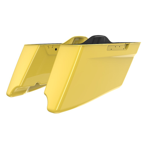 Advanblack Industrial Yellow CVO Style Tapered Stretched Extended Saddlebag Bottoms for Harley Davidson 2014+ Touring