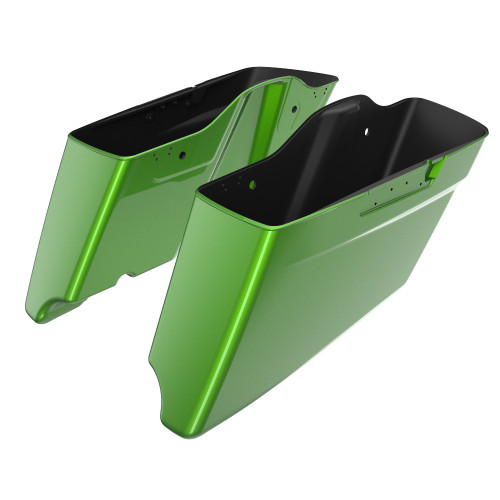 Advanblack Radioactive Green CVO Style Tapered Stretched Extended Saddlebag Bottoms for Harley Davidson 2014+ Touring