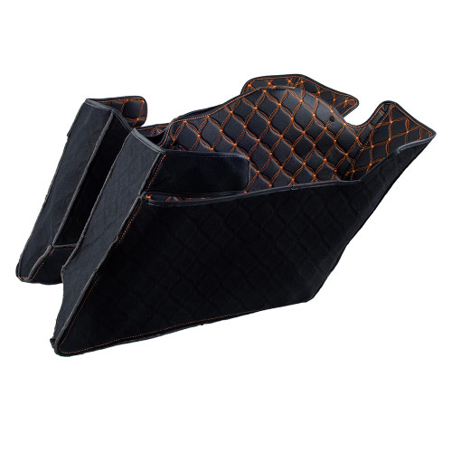 Advanblack 93-13 Stretched Saddlebag Liner Custom Orange Stitching Liner Kit Fit for Bottoms