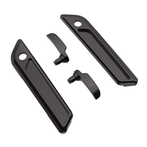 Blackened Cayenne Saddlebag Lid Lever & Latch Cover Set Kit For 2014+ Harley Touring