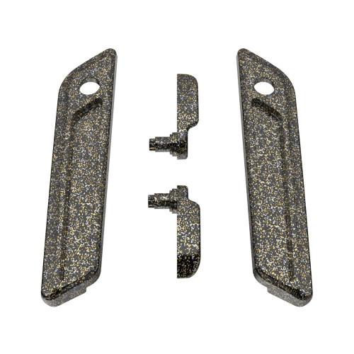 Hard Candy Black Gold Flake Saddlebag Lid Lever & Latch Cover Set Kit For 2014+ Harley Touring