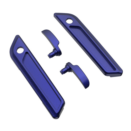 Zephyr Blue Saddlebag Lid Lever & Latch Cover Set Kit For 2014+ Harley Touring