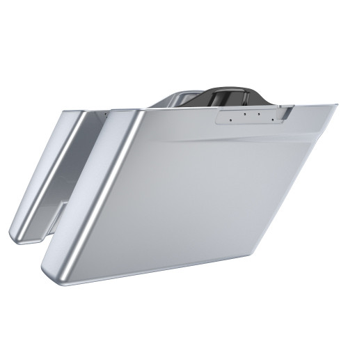 Advanblack Barracuda Silver No Cutout Stretched Extended Saddlebag Bottoms for Harley Davidson 2014+ Touring