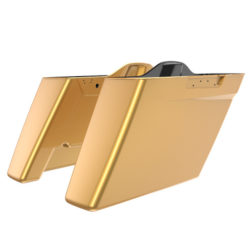 Advanblack Black Hills Gold No Cutout Stretched Extended Saddlebag Bottoms for Harley Davidson 2014+ Touring