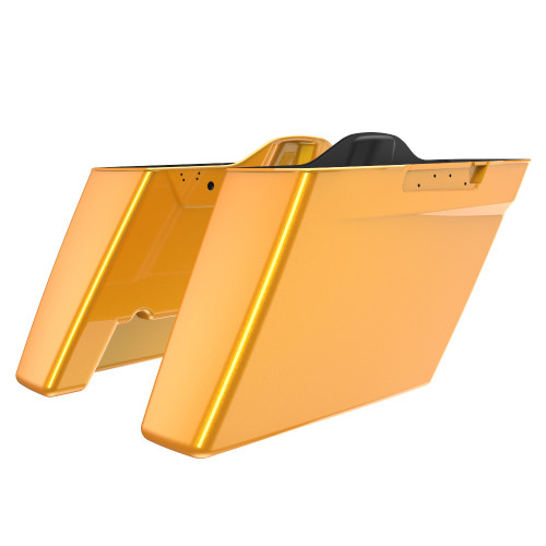 Advanblack Chrome Yellow Pearl No Cutout Stretched Extended Saddlebag Bottoms for Harley Davidson 2014+ Touring