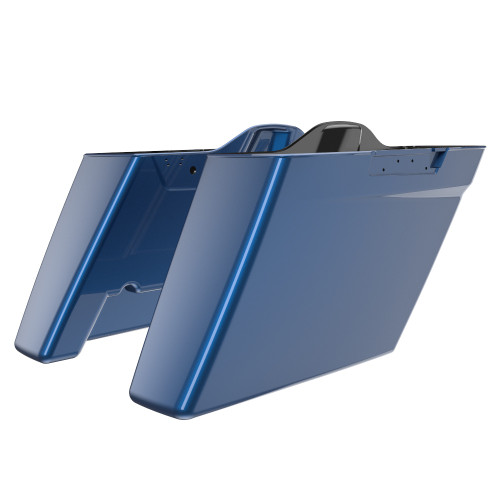 Advanblack Dark Blue Pearl Dual No Cutout Stretched Extended Saddlebag Bottoms for Harley Davidson 2014+ Touring