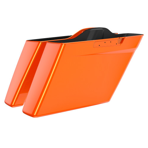 Wicked Orange Pearl No Cutout Stretched Extended Saddlebag Bottoms for Harley Davidson 2014+ Touring