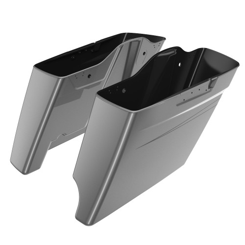 Advanblack Charcoal Pearl 2 into 1 Stretched Extended Saddlebag Bottoms With Pinstripes for Harley 2014+ Touring