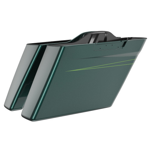 Advanblack Deep Jade Pearl No Cutout Stretched Extended Saddlebag Bottoms for Harley 2014+ Touring(With Pinstripes)