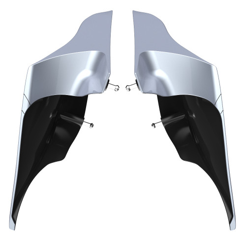 Advanblack Brilliant Silver ABS Stretched Extended Side Cover Panel for 2014+ Harley Davidson Touring(With Pinstripes)
