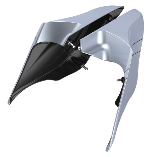 Advanblack Brilliant Silver ABS Stretched Extended Side Cover Panel for 2014+ Harley Davidson Touring(With Pinstripes)