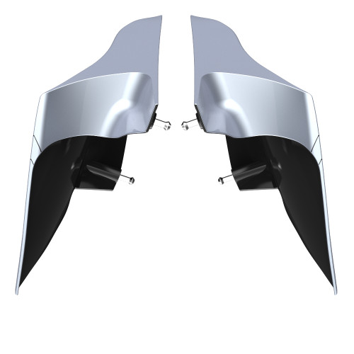 Advanblack Brilliant Silver ABS CVO Style Stretched Extended Side Cover Panel for 2014+ Harley Davidson Touring(with Pinstripes)