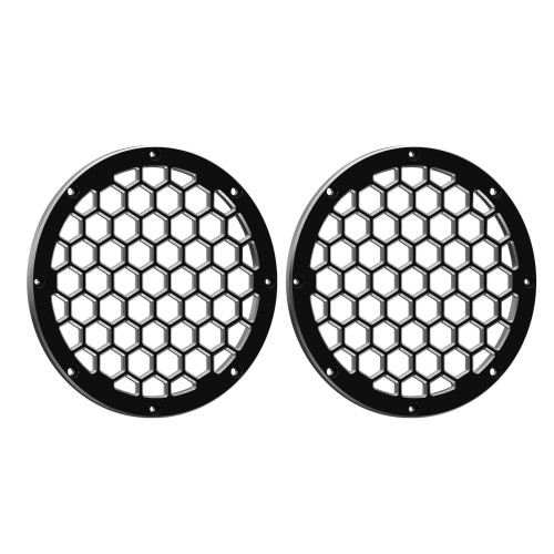 Black / Chrome Contrast CNC Aluminium HEX 6.5'' Speaker Grills