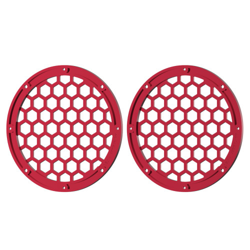 6.5 inch HEX Speaker Grills - Red Contrast Cut Cnc Metal Grills