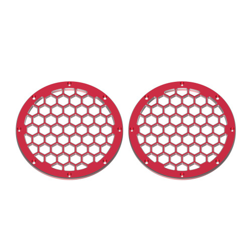 6.5 inch HEX Speaker Grills - Red Contrast Cut Cnc Metal Grills