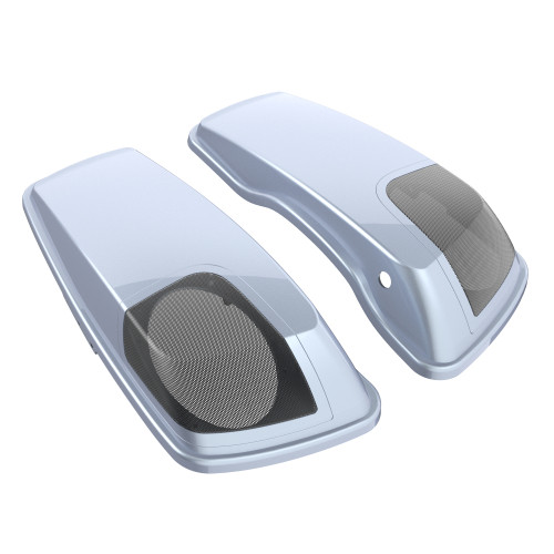 Atlas Silver Metallic 5x7 Saddlebag Speaker Lids for Harley Davidson Touring 2014+
