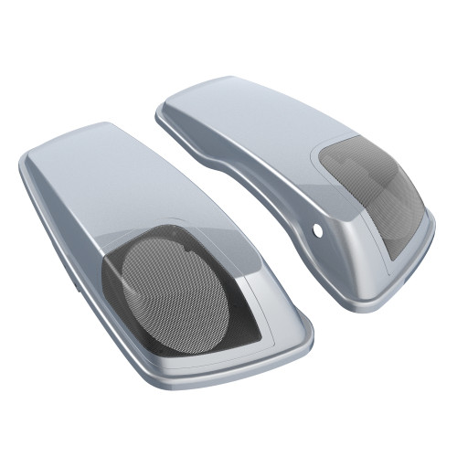 Barracuda Silver 5x7 Saddlebag Speaker Lids for Harley Davidson Touring 2014+