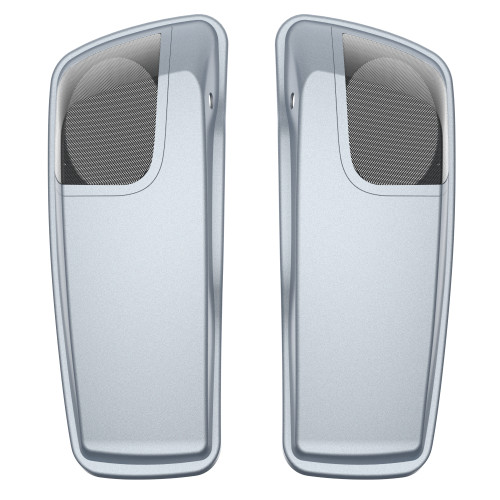 Baracuda Silver Denim 5x7 Saddlebag Speaker Lids for Harley Davidson Touring 2014+