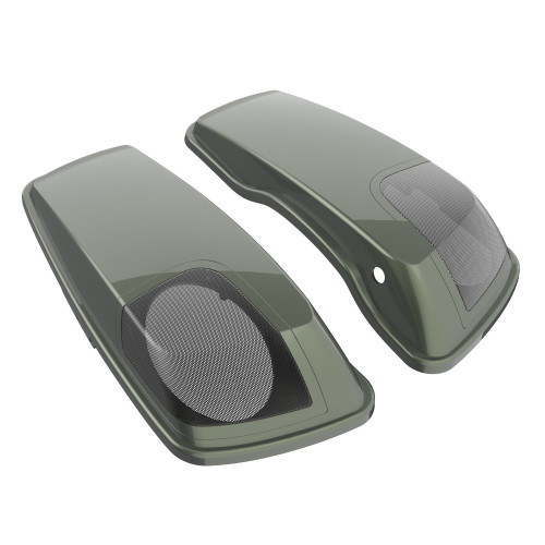 Deadwood Green Glossy 5x7 Saddlebag Speaker Lids for Harley Davidson Touring 2014+