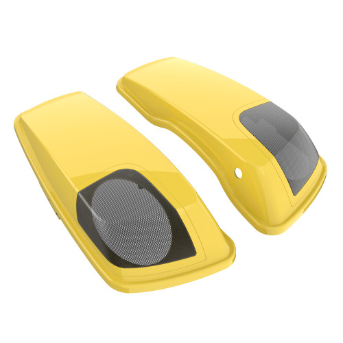 Industrial Yellow 5x7 Saddlebag Speaker Lids for Harley Davidson Touring 2014+