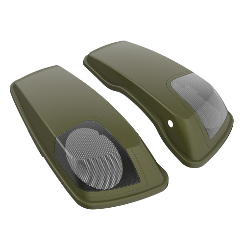 Mineral Green Denim 5x7 Saddlebag Speaker Lids for Harley Davidson Touring 2014+