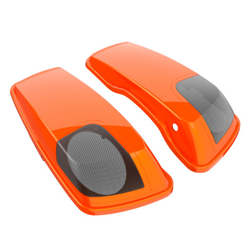 Wicked Orange Pearl 5x7 Saddlebag Speaker Lids for Harley Davidson Touring 2014+