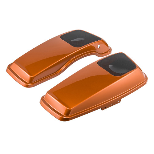 Advanblack Waterproof Amber Whiskey Saddlebag Speaker Lids Cover 6x9 For Harley Davidson Touring 2014+