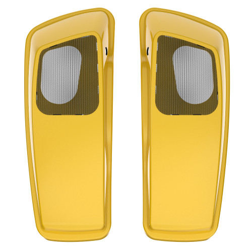Chrome Yellow Hard Saddlebag Speaker Lids Cover for 2014+ Harley Davidson Touring