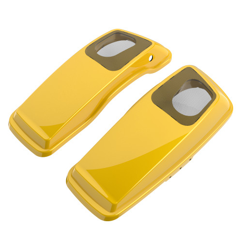 Chrome Yellow Hard Saddlebag Speaker Lids Cover for 2014+ Harley Davidson Touring