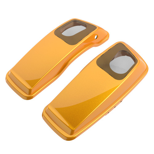 Chrome Yellow Pearl Hard Saddlebag Speaker Lids Cover for 2014+ Harley Davidson Touring