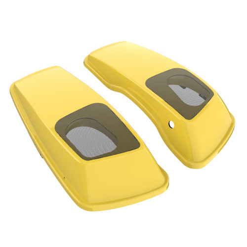 Advanblack Waterproof Industrial Yellow Saddlebag Speaker Lids Cover 6x9 For Harley Davidson Touring 2014+