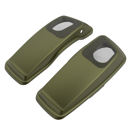 Advanblack Waterproof Mineral Green Denim Hard Saddlebag Speaker Lids Cover for 2014+ Harley Davidson Touring